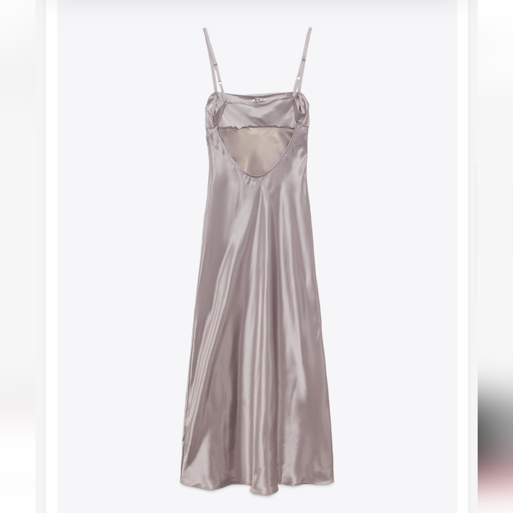 Zara * Satin Cut Out Slip Midi Dress Size M - Picture 7 of 15